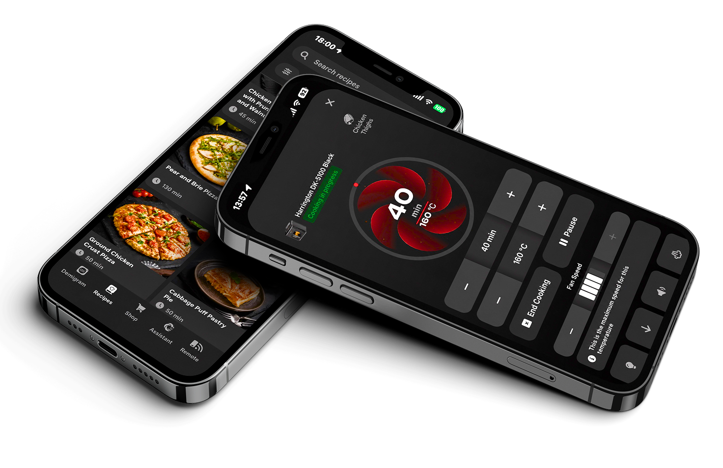 DEMIAND app and connected appliance control screens